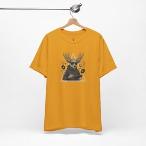 Artistic look of the Designer Deer Graphic Tee featuring deer illustration with hoodie, perfect for creative artists and designers in streetwear culture.