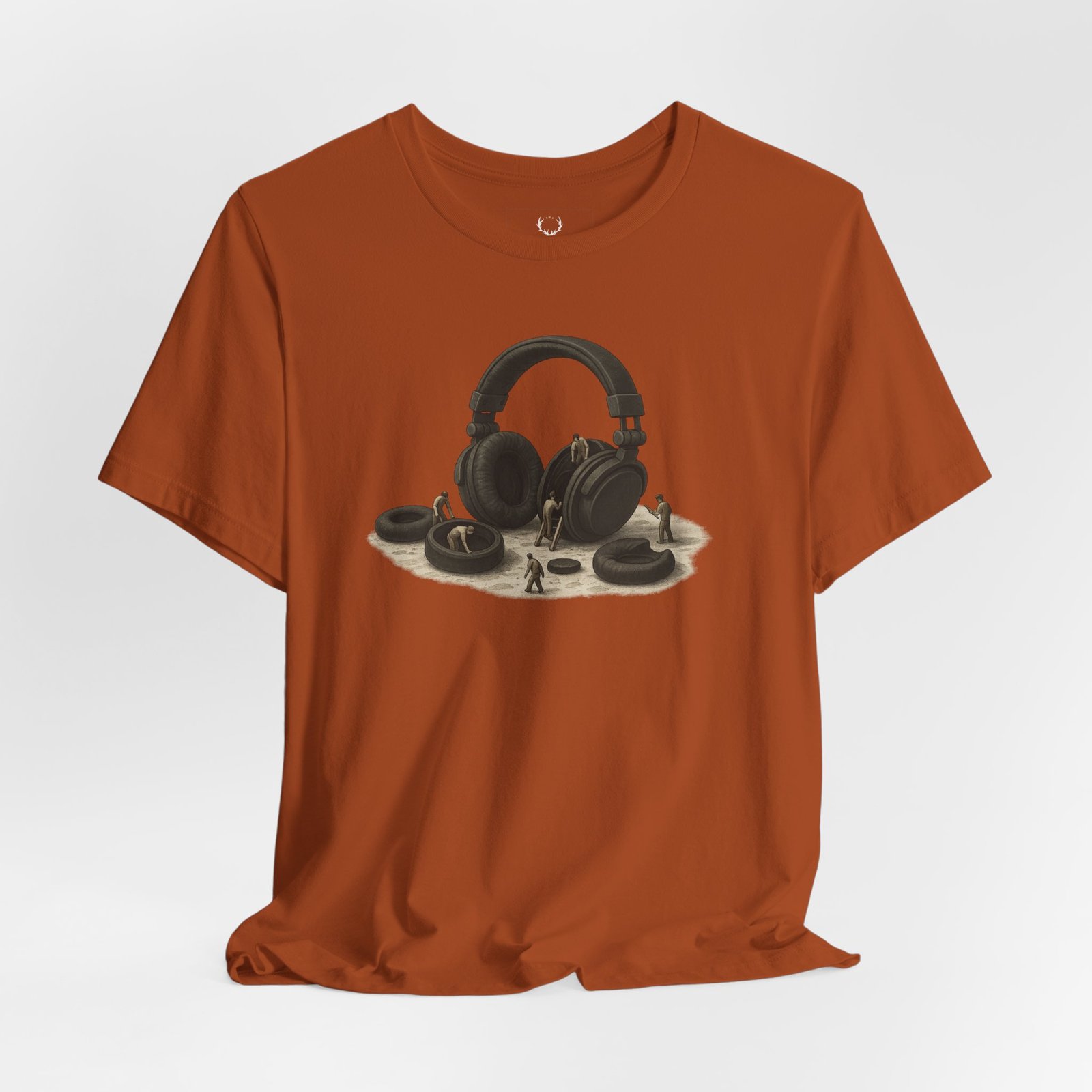 Headphone Artwork T-Shirt with creative audio gear artwork, designed for DJs, producers, and rave fans.