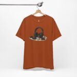 Headphone Artwork T-Shirt with minimal headphone concept art, crafted for rave fashion culture.
