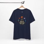 Space meditation cosmic streetwear tee featuring astronaut artwork, planets, and galaxy vibes perfect for festivals.