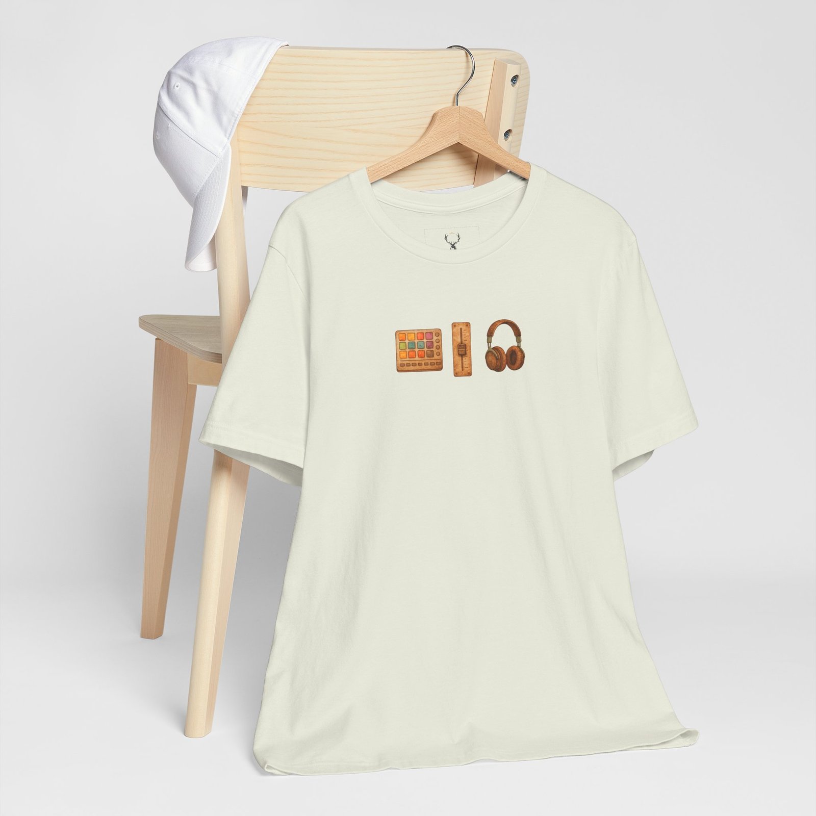 Producer Lifestyle Graphic Tee with headphones and DJ console illustration for EDM and rave fans.