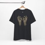 EDM streetwear mummy hands T-shirt for DJs, ravers, and Halloween-inspired festival fashion.