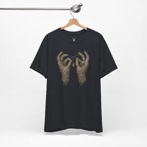 EDM streetwear mummy hands T-shirt for DJs, ravers, and Halloween-inspired festival fashion.