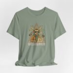 Creative studio and EDM shirt with deer illustration, cassette tapes, and design gear.