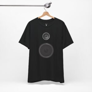 Close-up of Bass Lover Tee showing detailed speaker artwork, perfect for bass drop culture and EDM streetwear outfits.