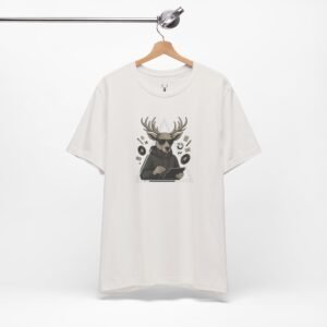 Side angle showcasing the Designer Deer Graphic Tee with detailed deer artwork, symbolizing creativity and urban designer culture in streetwear fashion.
