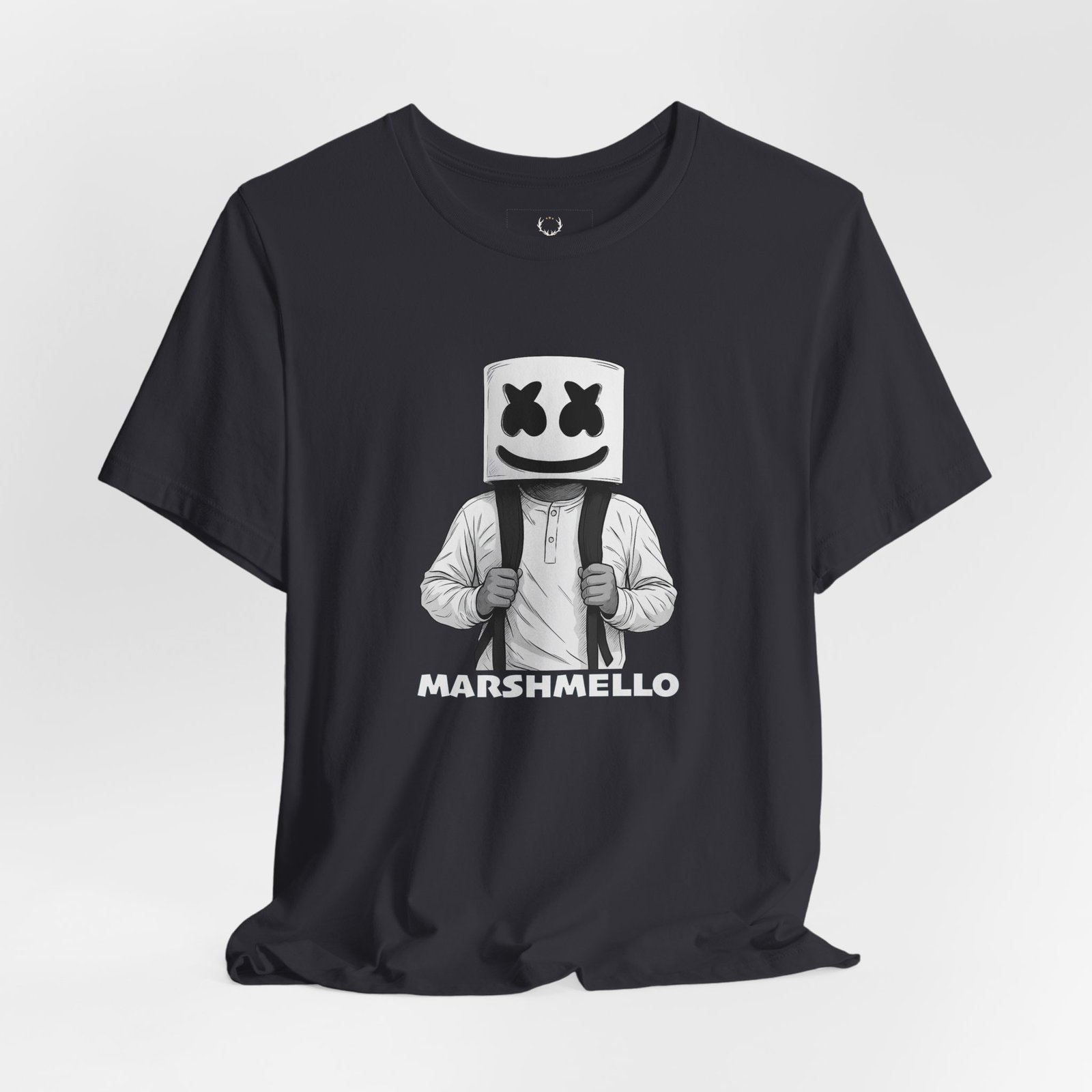 Marshmello Festival Outfit Graphic Tee rave clothing streetwear design, EDM-inspired fan merch shirt for concerts and DJ sets.