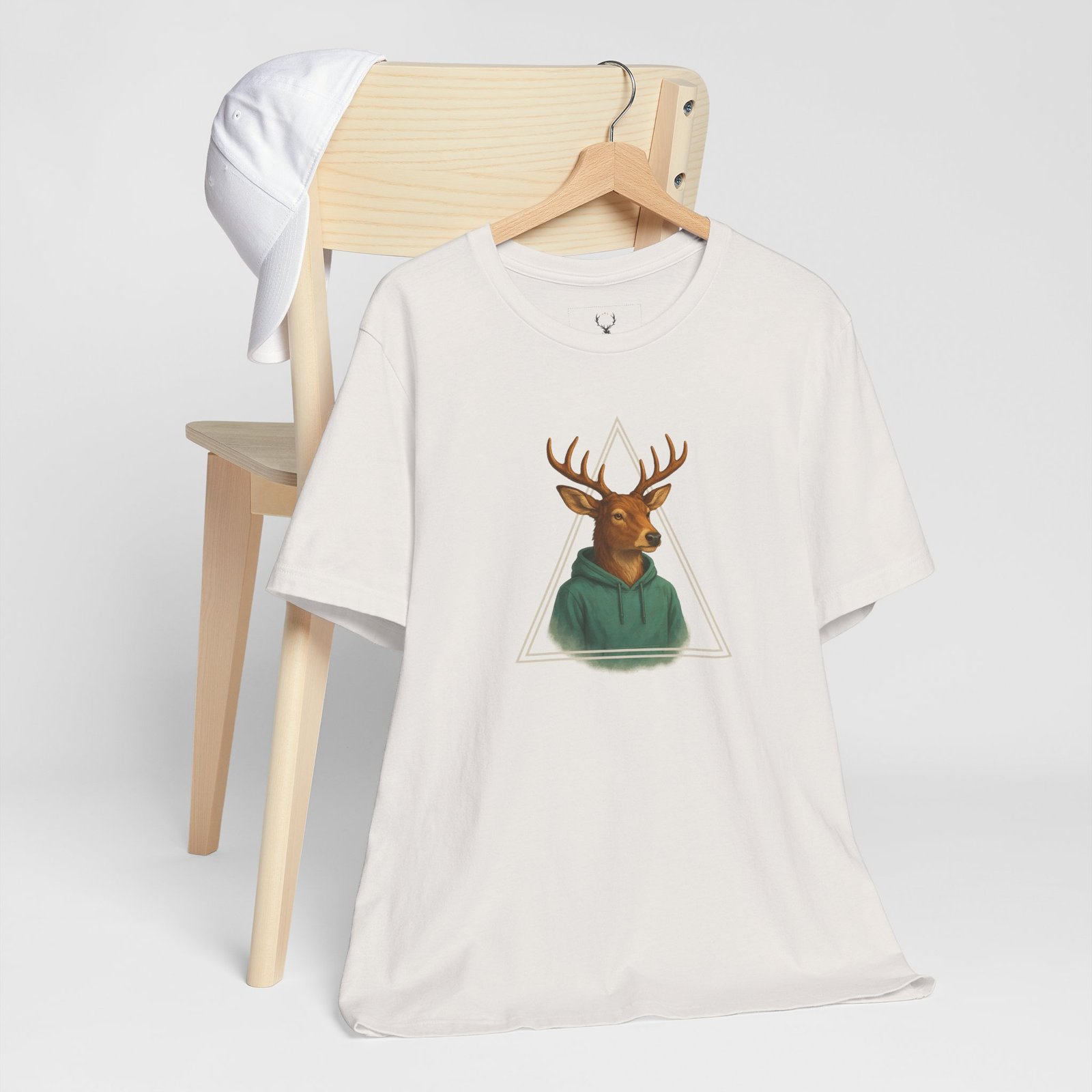 Hand-drawn Deer Hoodie Graphic Tee with animal design for casual, rave, and EDM streetwear lovers.