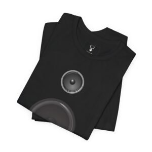Bass Lover Tee styled with jeans for urban streetwear fashion and EDM-inspired lifestyle.