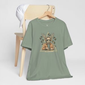 Vinyl-inspired Deer DJ Graphic T-Shirt for EDM festivals – rave culture tee blending music, art, and streetwear fashion.