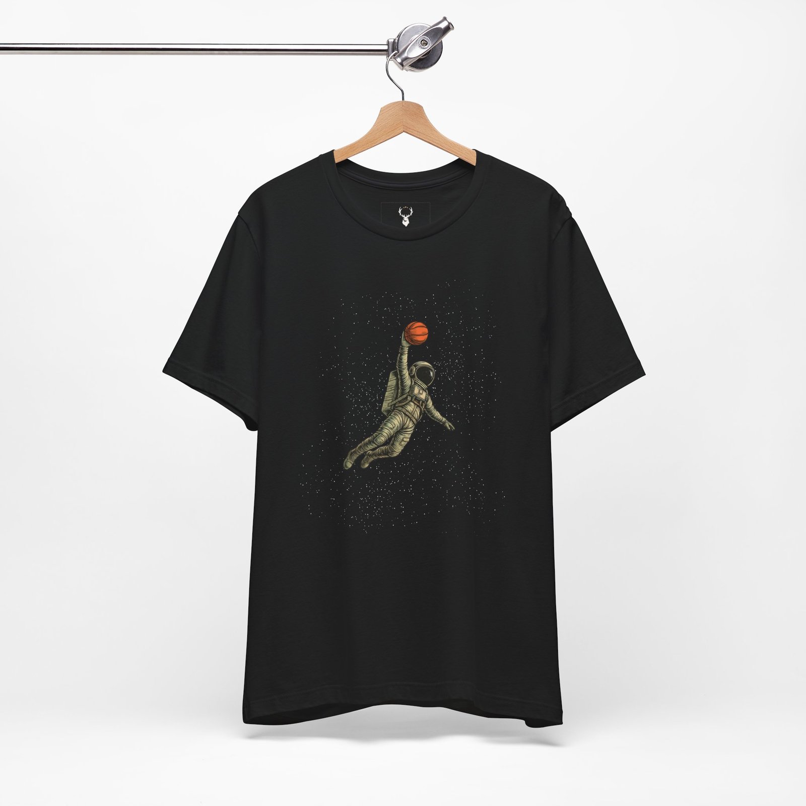 Space slam dunk t-shirt with astronaut design, perfect for rave clothing and NBA street fashion outfits.