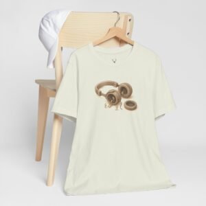 DJ graphic tee with detailed headphones design, the ultimate EDM streetwear shirt for producers, DJs, and festival-goers.