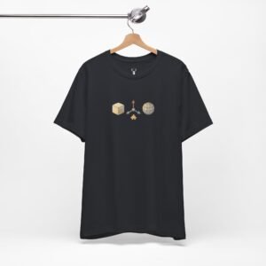 3D Designer T-Shirt featuring cube, axis, and globe icons used in modeling, sculpting, and rendering software.