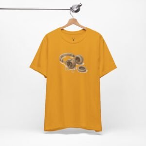 EDM rave graphic t-shirt with headphones print, designed for DJs, producers, and fans of electronic dance music culture.