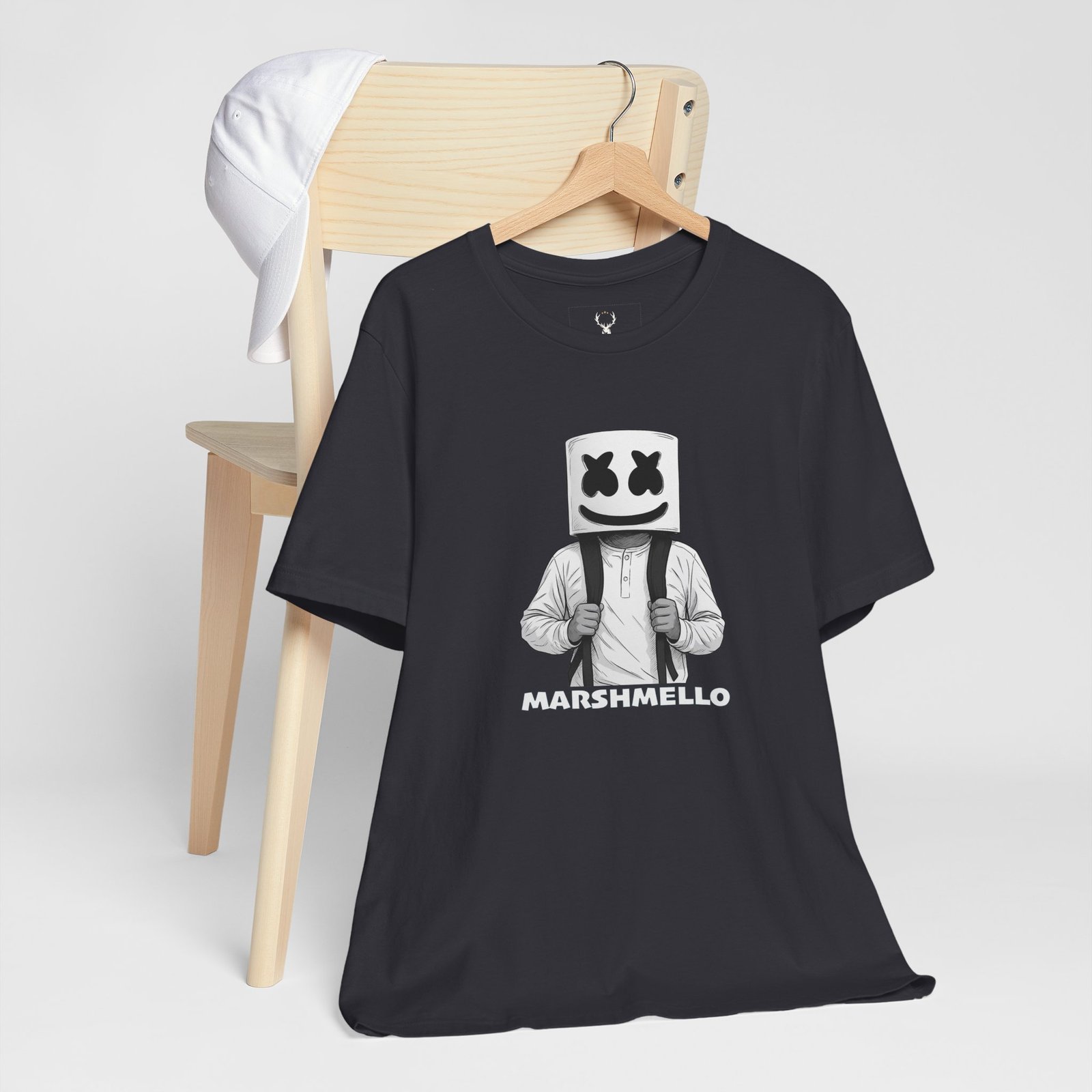 Marshmello Costume Shirt DJ concert rave clothing graphic tee merch, EDM-inspired design for fan streetwear fashion.