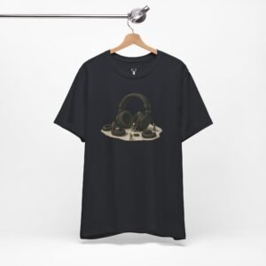 Premium cotton Headphone Artwork T-Shirt with audio gear design for EDM festivals and rave street fashion.