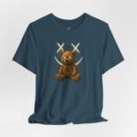 Teddy bear graphic rave t-shirt with gothic design for alternative streetwear.