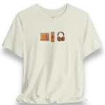 DJ Gear Graphic Tee with headphones and beat pad design for EDM producers, DJs, and electronic music festival fans.