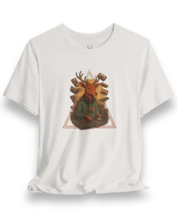 Deer DJ Tee with cassette tape graphic, perfect EDM festival t-shirt for DJs, producers, and rave fans who love streetwear culture.