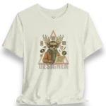 Designer Deer T-Shirt with EDM streetwear graphic featuring deer with headphones, sunglasses, and design tools in triangle frame.