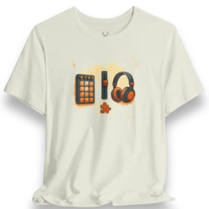 EDM Producer Graphic Tee featuring bold DJ gear icons, perfect streetwear for raves, festivals, and studio sessions.