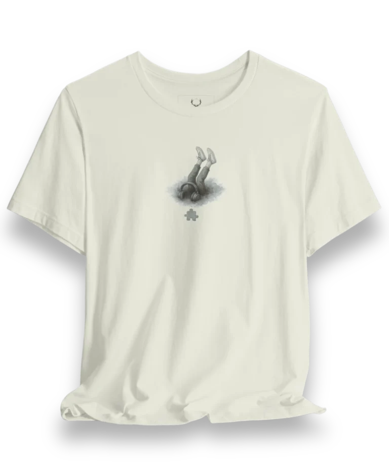 EDM Streetwear T-Shirt with unique Falling DJ graphic, perfect rave clothing for underground festivals and electronic music lovers.