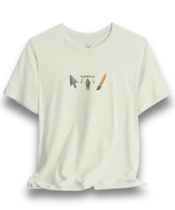 Minimal Graphic Designer T-Shirt with a centered trio of icons—the cursor, pen tool, and brush—printed crisp on soft cotton; a clean creative tools tee for UI/UX, illustrators, and digital artists who love vector workflows and modern design.
