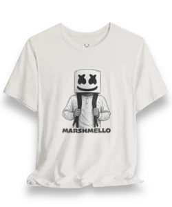 Marshmello Graphic Tee EDM festival streetwear outfit with iconic Marshmello DJ helmet print design for fans and rave lovers.