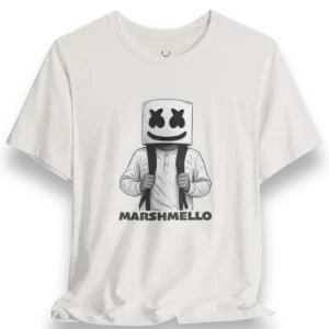 Marshmello Graphic Tee EDM festival streetwear outfit with iconic Marshmello DJ helmet print design for fans and rave lovers.