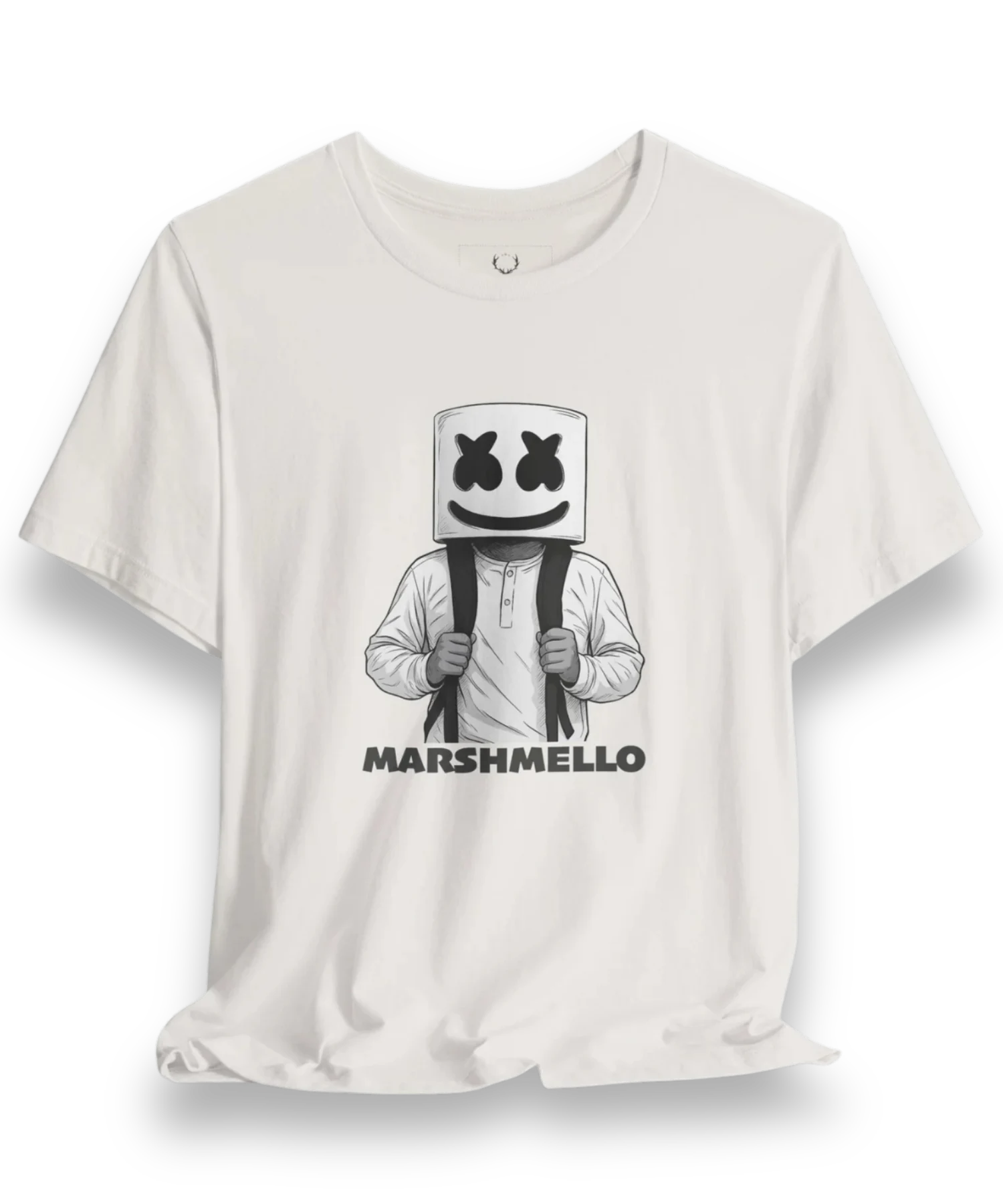 Marshmello Graphic Tee EDM festival streetwear outfit with iconic Marshmello DJ helmet print design for fans and rave lovers.
