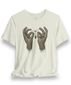 Mummy Hands EDM Festival T-Shirt in gothic streetwear design, perfect for DJs, ravers, and underground techno culture.