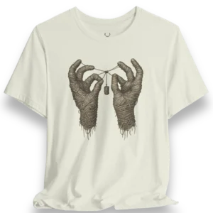 Mummy Hands EDM Festival T-Shirt in gothic streetwear design, perfect for DJs, ravers, and underground techno culture.