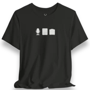 Music Producer Graphic Tee featuring microphone, mixer, and amp icons for EDM streetwear lovers Music Producer Graphic Tee