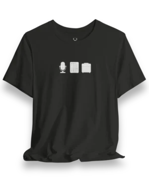 Music Producer Graphic Tee featuring microphone, mixer, and amp icons for EDM streetwear lovers Music Producer Graphic Tee